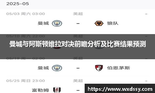 曼城与阿斯顿维拉对决前瞻分析及比赛结果预测